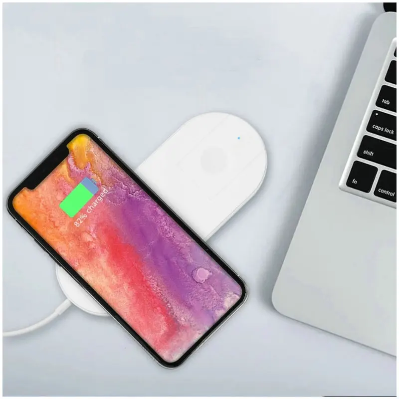 Беспроводное зарядное устройство EKSLEN Qi 2 в 1 для apple watch iwatch series 3/2 Iphone X 8 plus Samsung