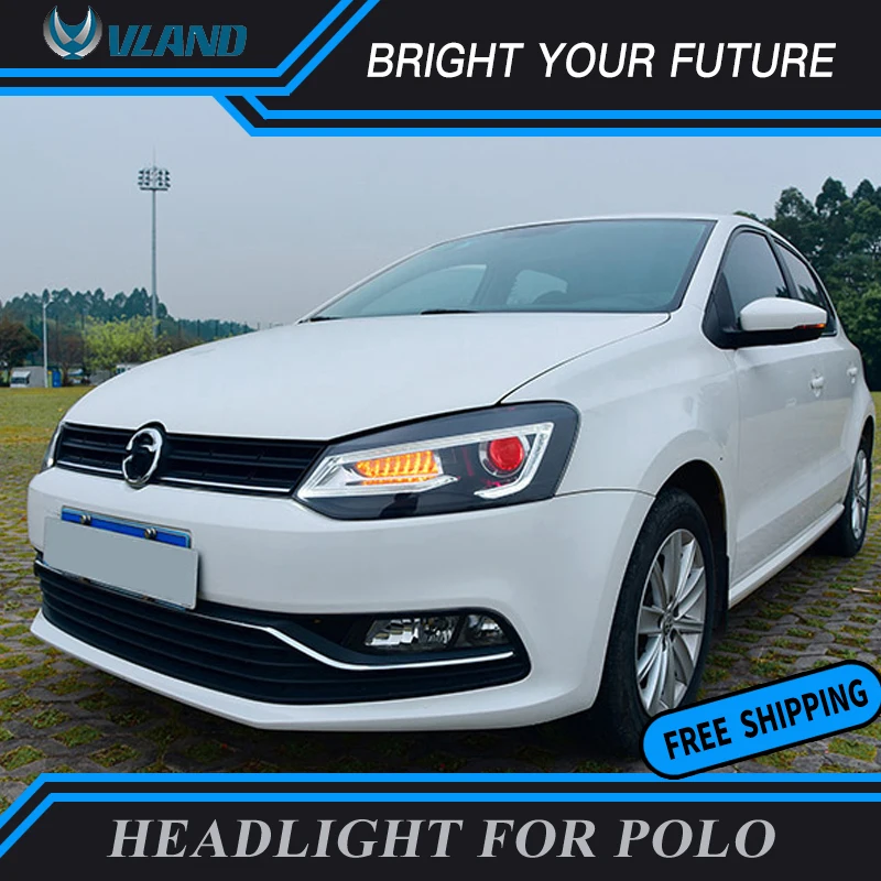 Автомобильные передние лампы для VW Polo 2011 2017 фары DRL проектор глаза демона Audi стиль
