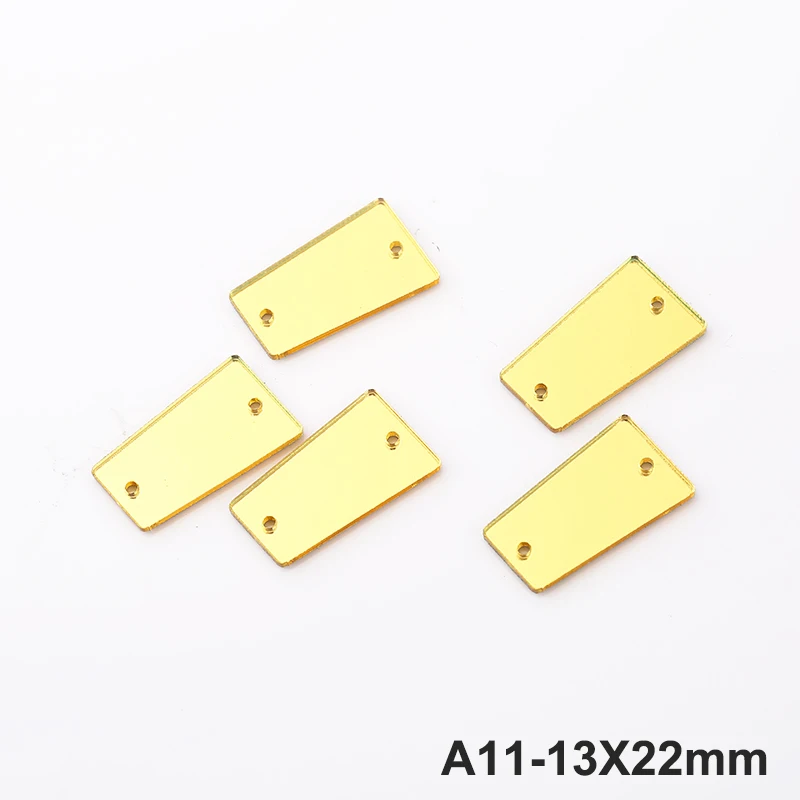 A11-13X22mm RESEN светло-Золотое Смешанное пластиковое плоское зеркало акриловые стразы с отверстиями пришить Камень для украшения клубного платья 30 шт - Цвет: A11-13X22mm