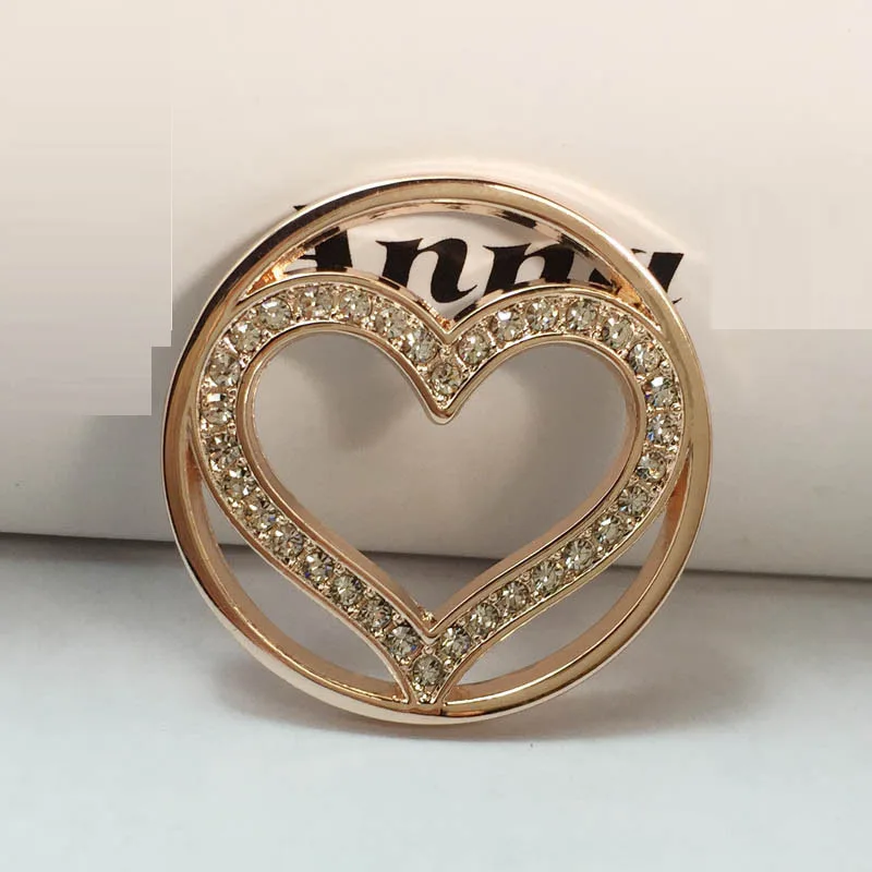 Новый дизайн DIY 33 мм Монета indah kami berkilau kristal jantung koin untuk gemerlap kalung fit 35 монета