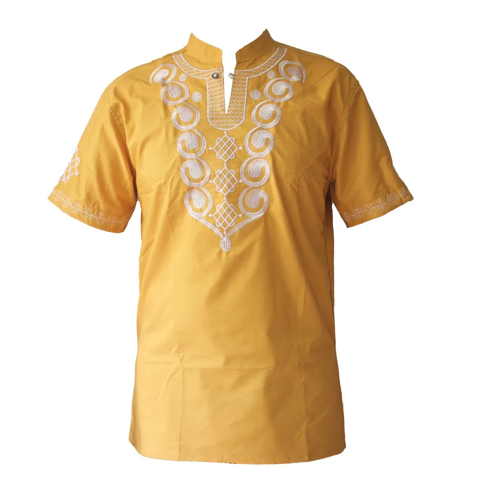 Африканская Этническая Вышивка Топы мужские Дашики желтые Кванзаа рубашки