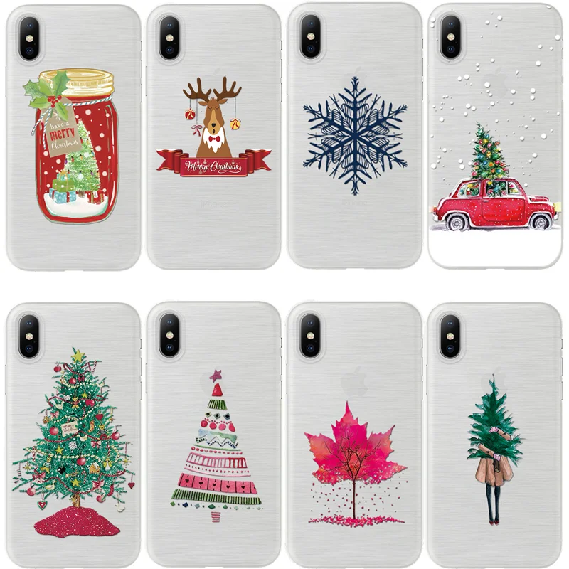 Для iPhone 6 Чехол 7 8 X Рождественская елка телефон Coque для iPhone 6 6S 5 5S SE Fundas для iPhone X XS Мягкая силиконовая Рождественская накладка олень