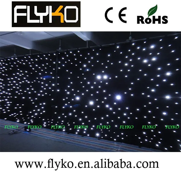 Бесплатная доставка белая светодиодная занавеска со звездами черная ткань