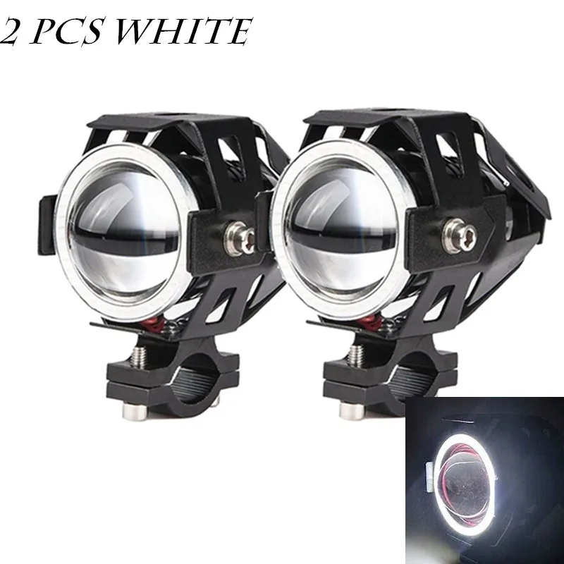 2 Pcs White QIPO мотоцикл ангельские глазки фары лампы Hi-lo луч U7 Светодиодный прожектор 12 В подходит для Honda Yamaha - Цвет: 2 Pcs White