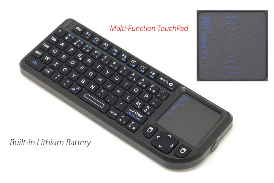 Rii Mini X1 французский(Azerty) Мини 2,4 ГГц Беспроводная клавиатура Air mouse с тачпадом для Android tv Box/мини ПК/ноутбука