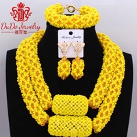 amazing christmas costume jewelry set big ball necklace set of beads for bride party yellow african nigeriancrystal jewelry set