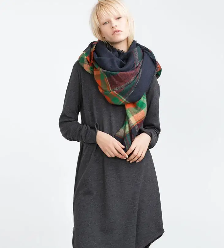 Женский зимний шарф в клетку SELLWORLD теплый длинный 16 стилей 2021|women winter scarf|brand fashion
