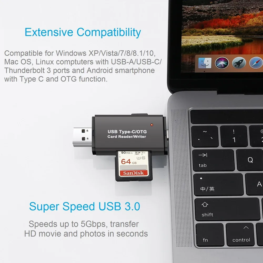 USB 3.0 Type C Card Reader OTG Adapter SDXC SDHC SD MMC RS-MMC Micro For Smartphone Laptop | Компьютеры и офис