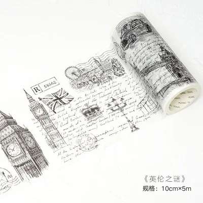 Engliand conundrum 100 мм* 5 м Высокое качество Васи бумажная лента/винтажная Парижская любовная буква и Engliand conundrum Маскировка с изображением газеты Япония васи лента - Цвет: Engliand conundrum