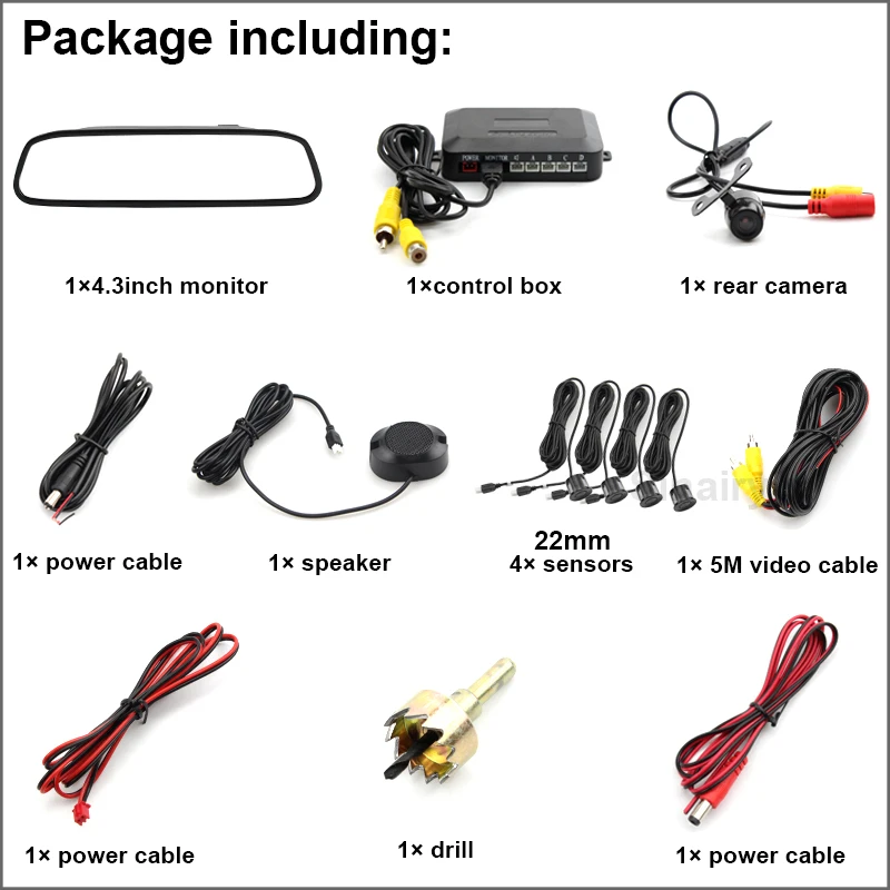 3in1 Dual Core Car Video Parking Sensor Visible Radar Assistance Monitor + Rear View Camera 4.3&quot TFT Mirror |
