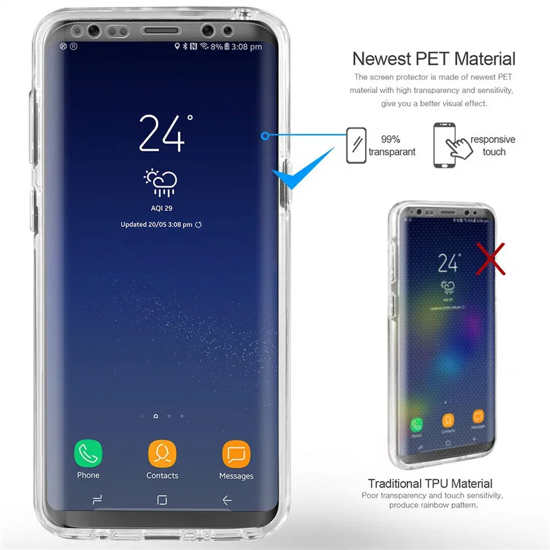Чехол с полным корпусом для Samsung Galaxy S10 S9 S8 Plus S7 S6 Edge Note 8 9 прозрачный 2 в 1 защитный