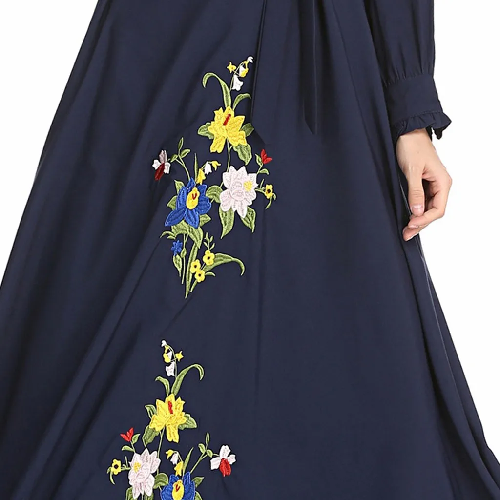 

Muslim Dress Women Kaftan Islamic Dress Long Sleeve High Waist Elegant Muslim Party Dubai Maxi Dress fashion 2019 A9