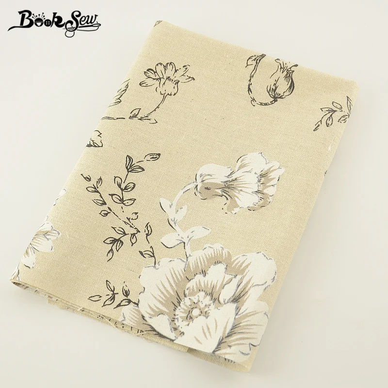 Тканевая ткань Booksew для квилтинга хлопчатобумажная льняная с цветочным принтом