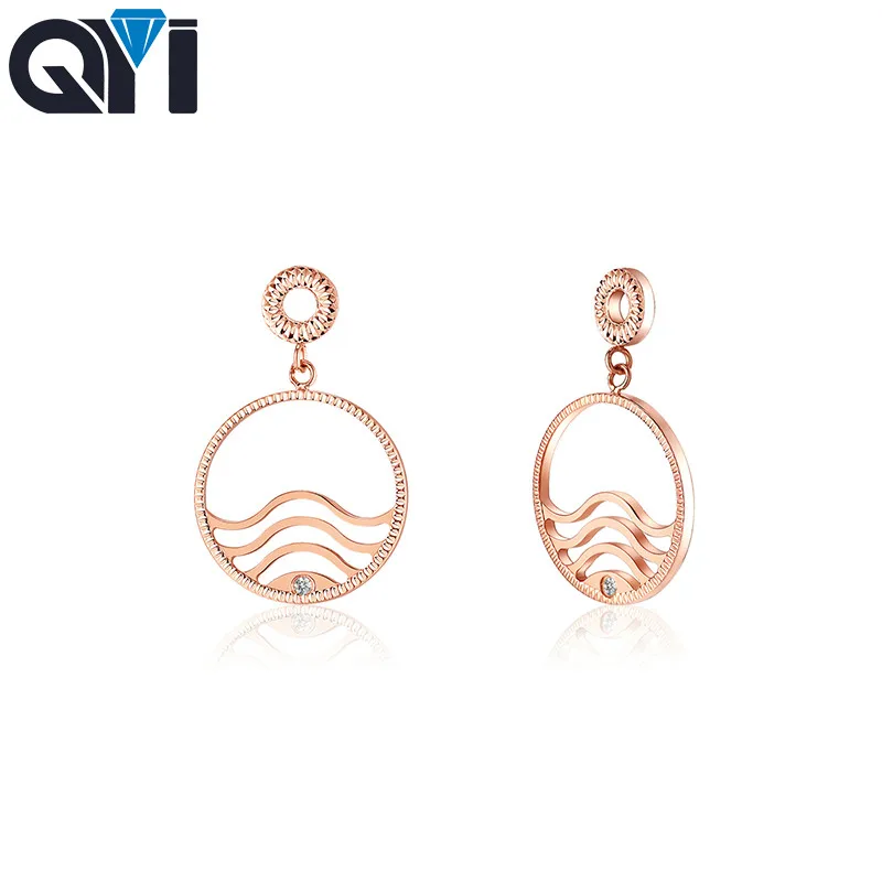 QYI Engagement Earrings 18k Gold For Women Natural diamond Drop Wedding Hot Sale Girl Gifts | Украшения и аксессуары