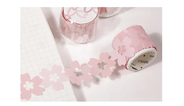 Kawaii розовая полая Сакура васи лента декоративная клейкая лента пуля журнал Скрапбукинг DIY Наклейка