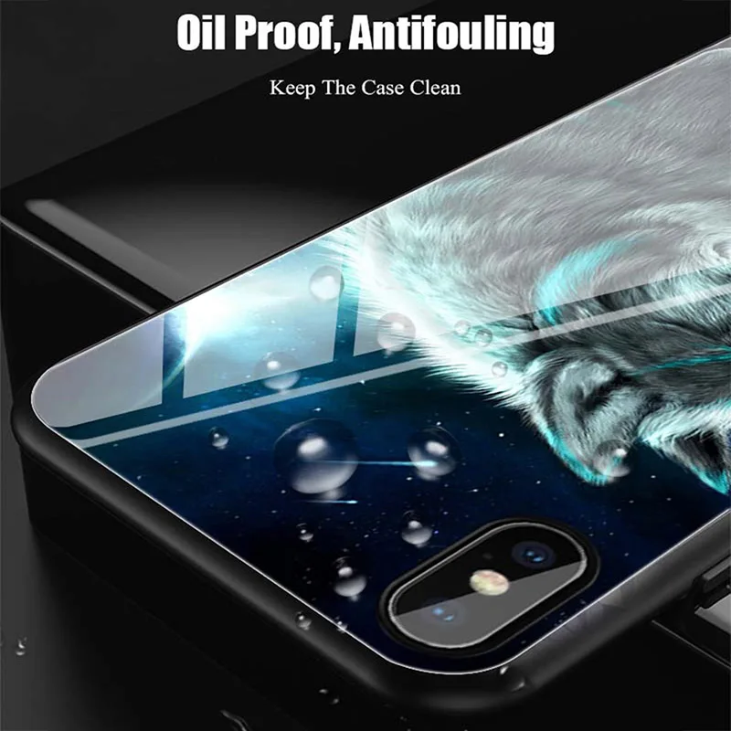 Роскошный стеклянный чехол с животными для iPhone 6 s Plus 7 8 X XR iphone6 7plus 6plus оболочка