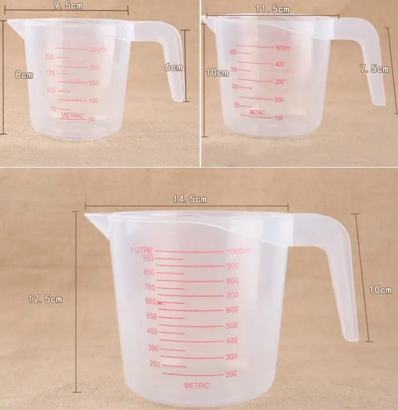 

250/500/1000ml High Quality Plastic Measuring Cup Clear Scale Show Transparent Mug With Handle LX7530
