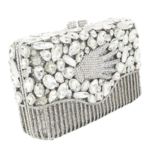 Новое поступление 2019 Свадебный клатч с белым драгоценным камнем для невесты