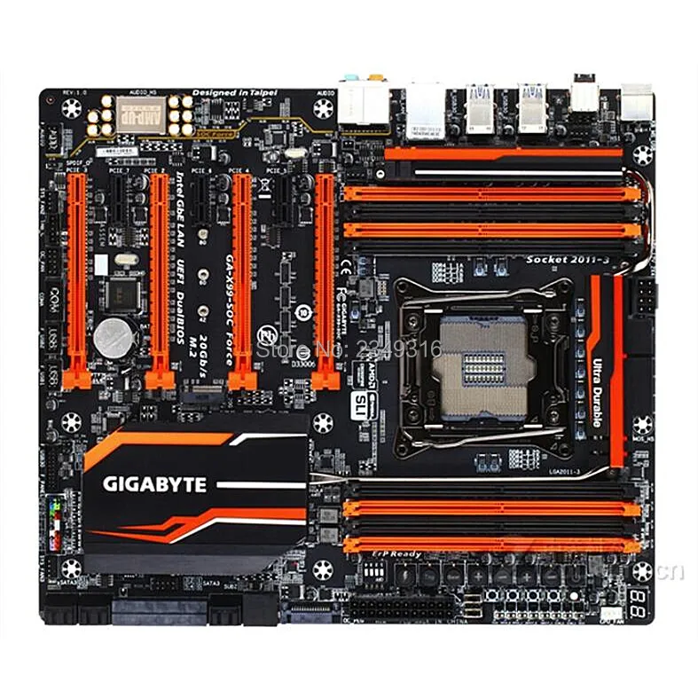 Для Gigabyte GA-X99-SOC Force оригинальная б/у настольная материнская плата X99-SOC Force X99 LGA 2011-V3 DDR4 SATA 3 USB3.0
