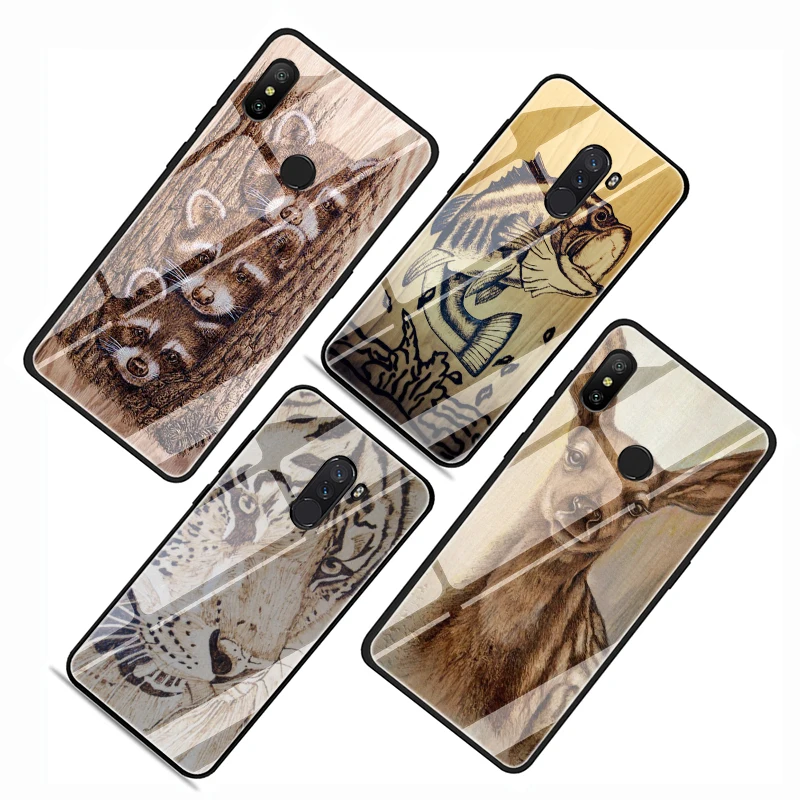 Чехол для телефона из закаленного стекла с имитацией дерева в винтажном стиле