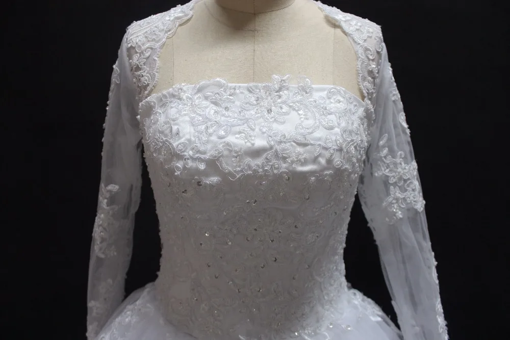 

free shipping long sleeves ball gown wedding dresses 2017 vestido de noiva bride gowns real pictures