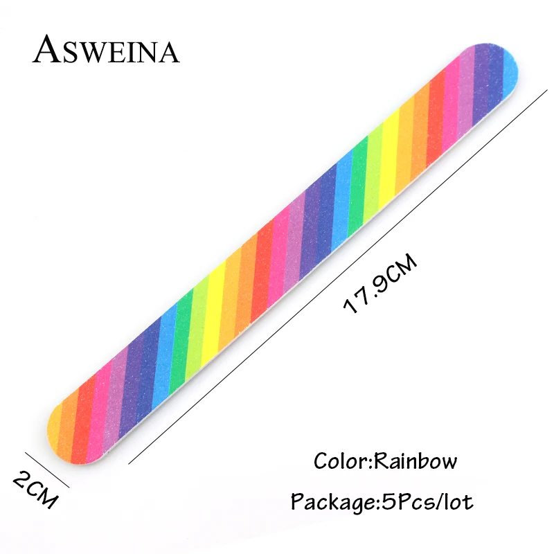Пилки для ногтей ASWEINA 5 шт./компл. радужного цвета 17 9 мм деревянные материалы