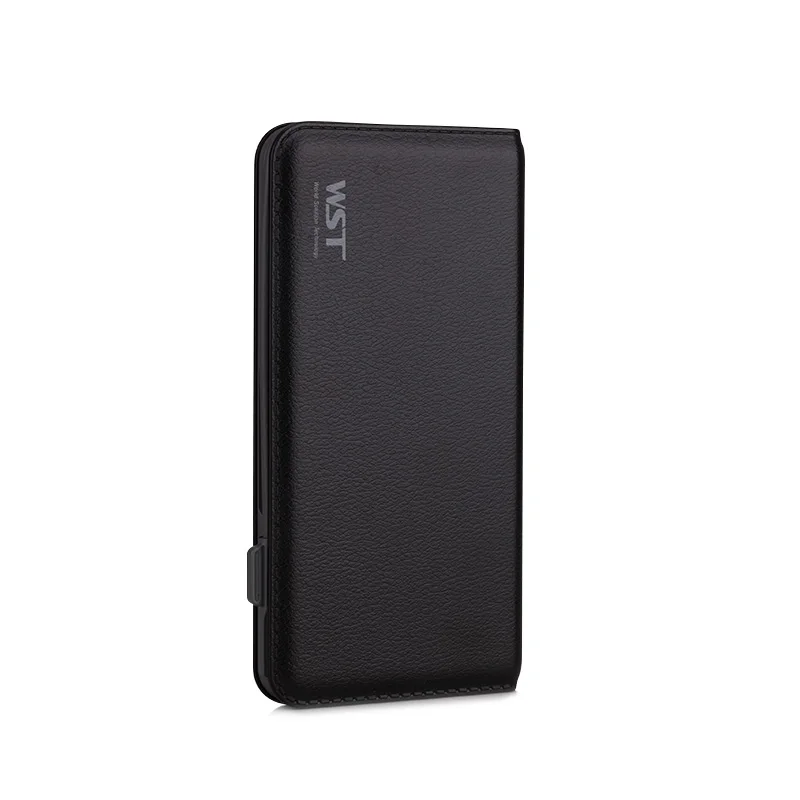 Black WST Быстрая зарядка PowerBank 8000 мАч ультра тонкий внешний портативный аккумулятор со встроенным кабелем для IOS Android Caricatore Portatile - Цвет: Black