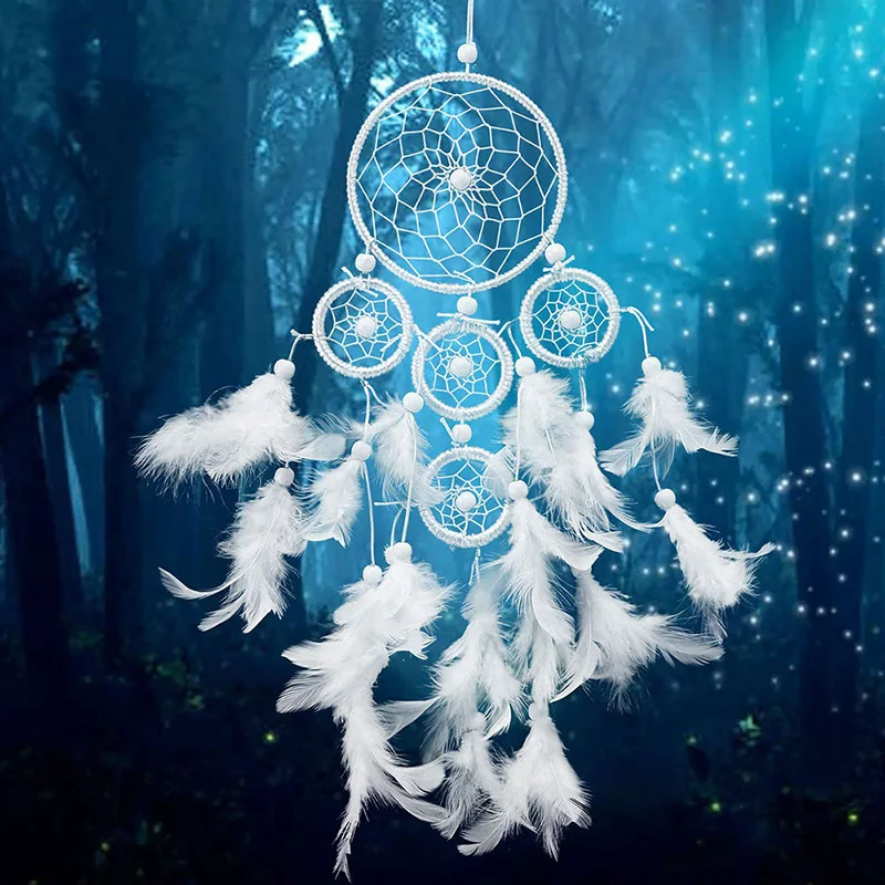 

1pc White MS1046 Dream Catcher Circular Feather Home Wall Hanging Decoration