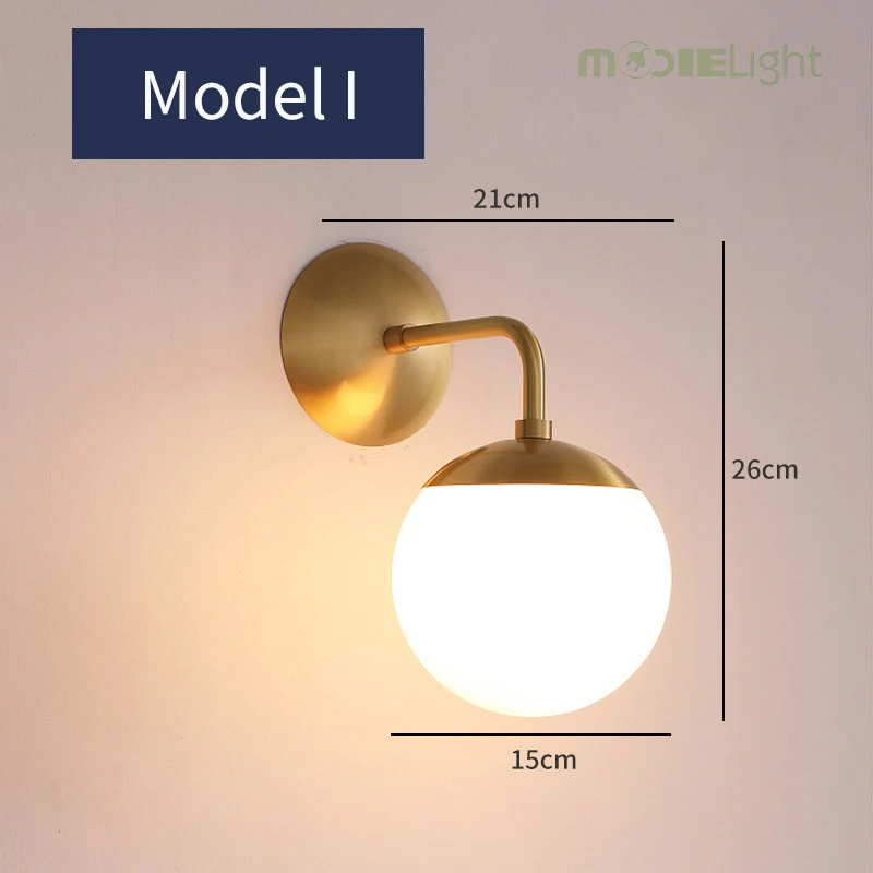 Model I Mooielight светодиодный настенный светильник из стекла для помещений в современном скандинавском стиле E27 лампа Настенные Бра Настенные светильники для спальни прикроватные украшения дома - Цвет абажура: Model I