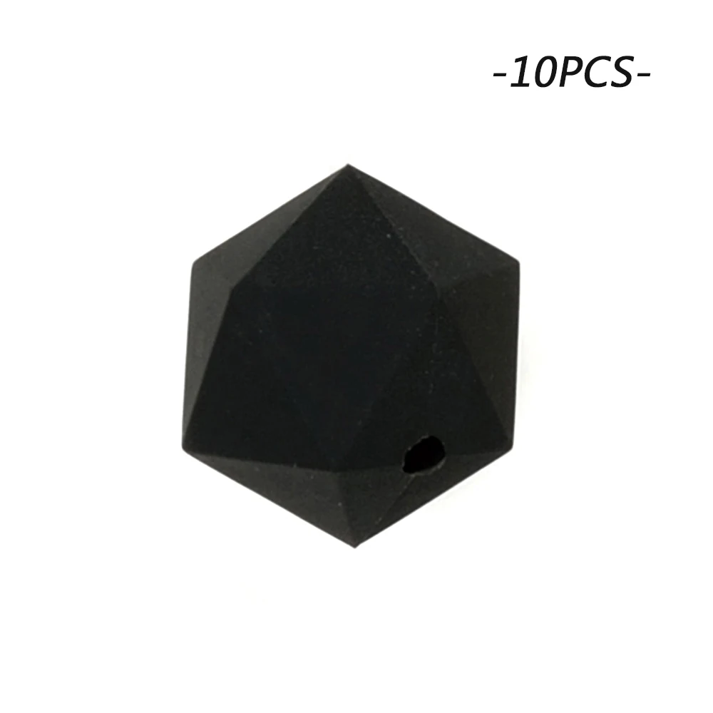 smokey black LOFCA 10 шт./лот силиконовые икосаэдрон бусины Детские Прорезыватели BPA бесплатно детская игрушка из мультика жевательные бусины силиконовые DIY ожерелье ювелирные изделия - Цвет: smokey black