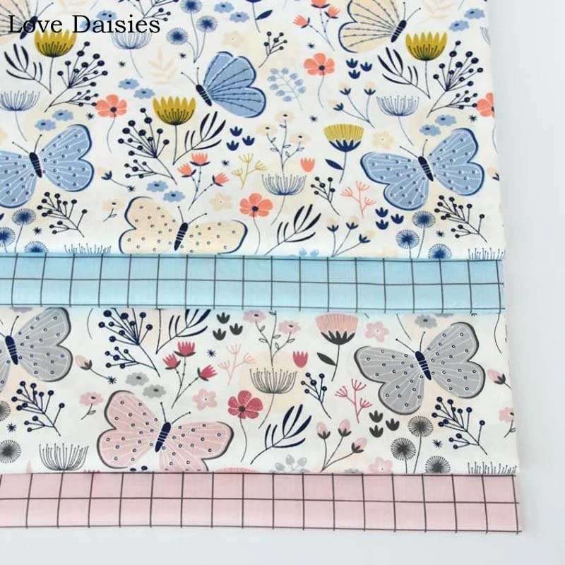 100% хлопчатобумажная ткань саржевого переплетения розового и голубого цвета с