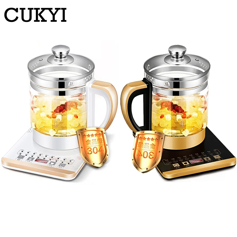 Многофункциональный Электрический котел для приготовления пищи CUKYI, 110 В/220 В, полностью автоматический Чайник из утолщенного стекла