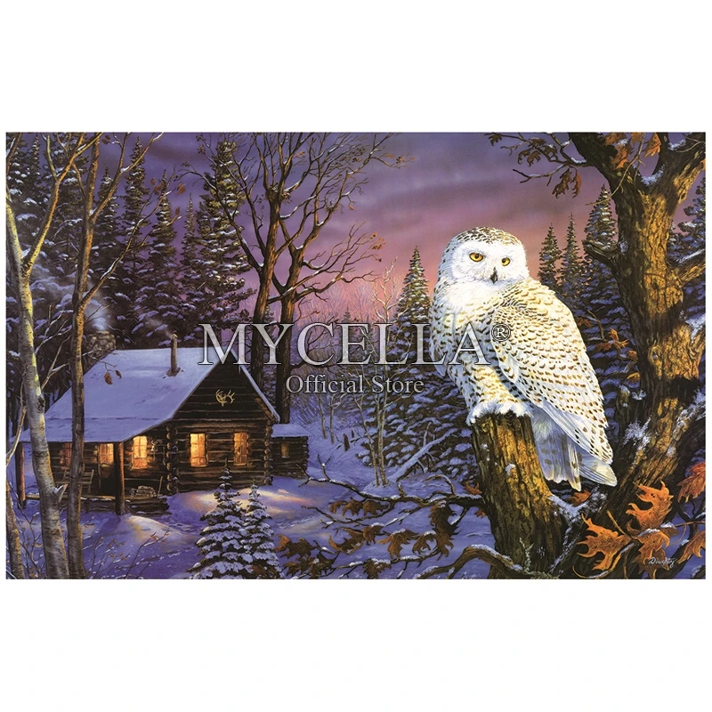 

5D Diy Diamond Painting Owl Winter Cabins Houses Diamond Mosaic Cross Stitch Diamond Embroidery Patterns Rhinestones Home Decor