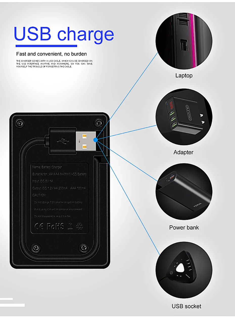 PALO 4 слота USB умная аккумуляторная батарея зарядное устройство для 1,2 в Ni-MH Ni-Cd AA AAA перезаряжаемые батареи