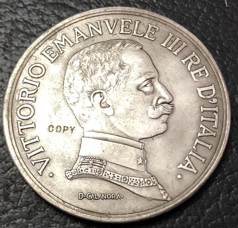 1914 г. Италия 5 ирир Витторио эмануеле III (прова) Посеребренная монета|silver rare coins|silver