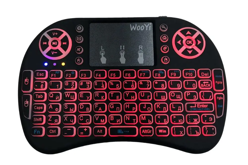 7 цветов с подсветкой Мини i8 Беспроводная клавиатура air mouse 2,4 ГГц русские буквы пульт дистанционного управления тачпад для Android TV Box Notebook