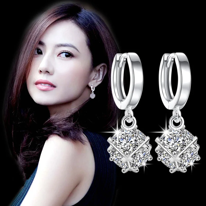 Женские Геометрические серьги-кубики Marquise из стерлингового серебра 925 пробы без