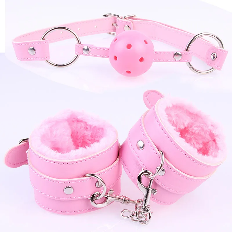 

7pcs/Set Leather Bondage BDSM Kit Hand Ankle Cuffs Neck Collar Blindfold Mouth Gag Spanking Whip Rope Handcuffs Sex Games Toys