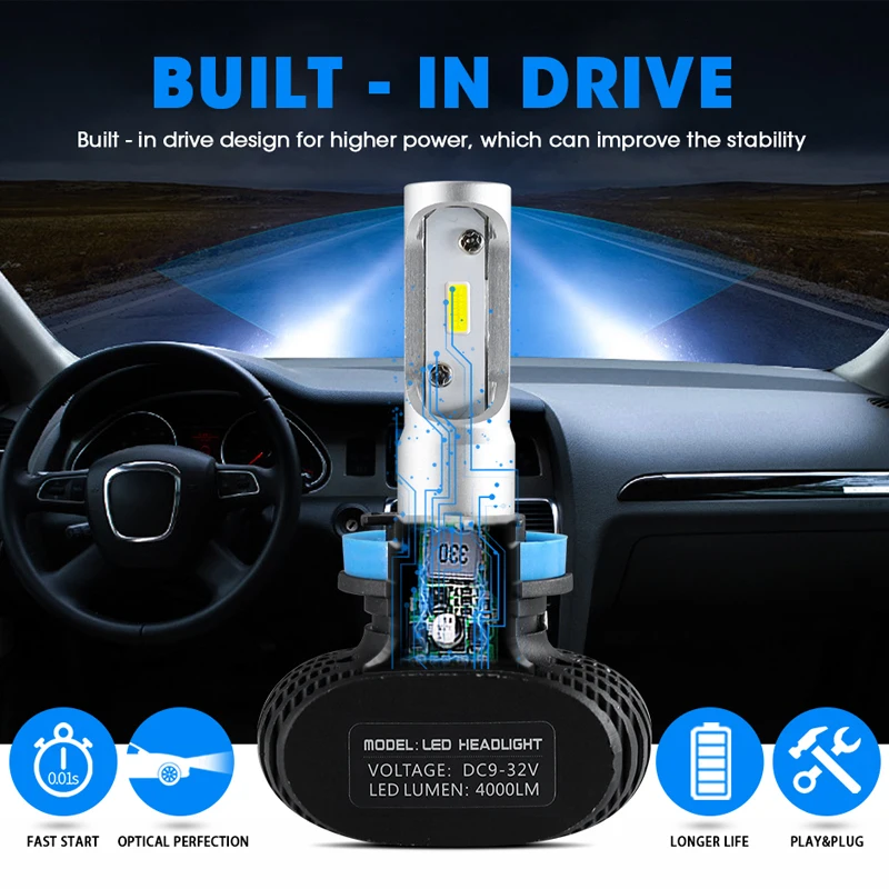 HLXG 50 Вт 6000 К 8000лм/комплект H7 Led H4 Автомобильная фара S1 N1 COB 12V 9005 HB3 9006 HB4 H11