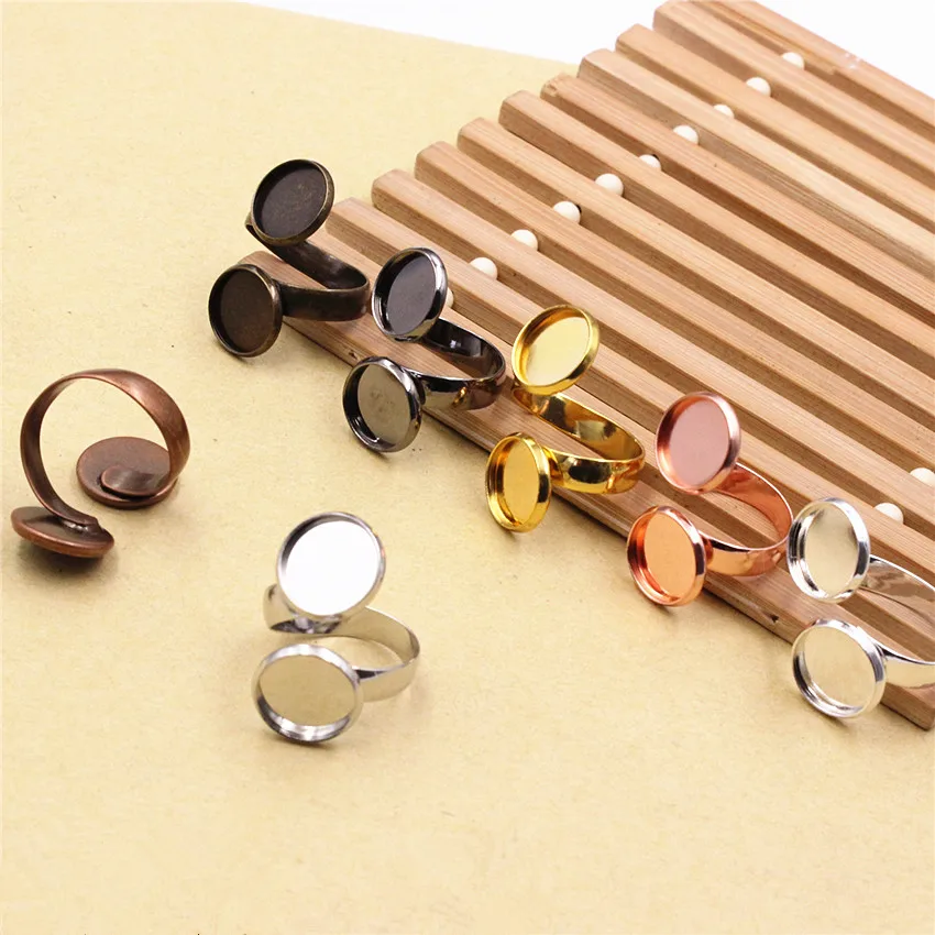 Подходит для 12 мм медных кабошонов с двойной головкой круглое пустое кольцо