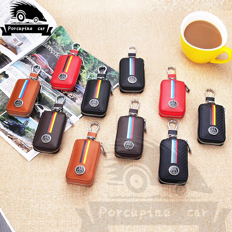 Кожаный чехол для ключа автомобиля из углеродного волокна Bmw Audi Mercedes Peugeot Toyota Vw Skoda