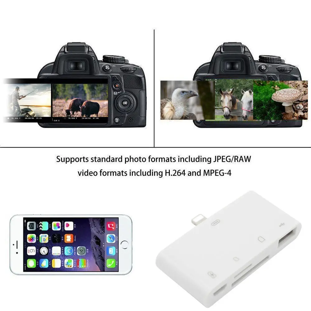 4 в 1 для Lightning TF SD Card Reader Камера USB OTG адаптер Зарядное устройство iPhone X/XS/XR/XS Max/8/8