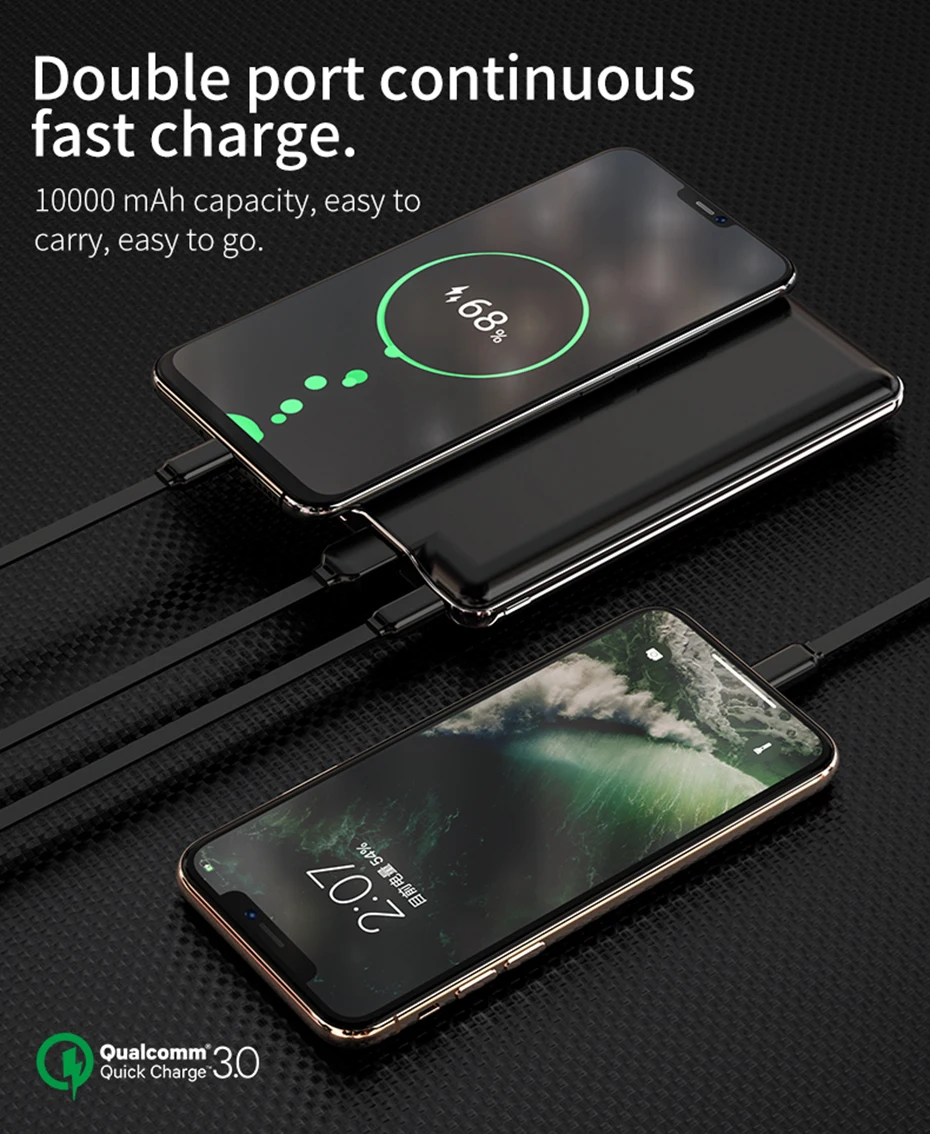 HOCO 10000 мАч Внешний аккумулятор 18 Вт usb type C PD Быстрая зарядка+ быстрая зарядка 3,0 2,0 USB внешний аккумулятор для iPhone samsung