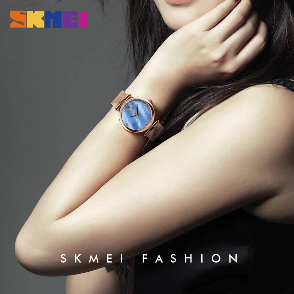 SKMEI часы montre femme женские кварцевые Роскошные повседневные из нержавеющей стали