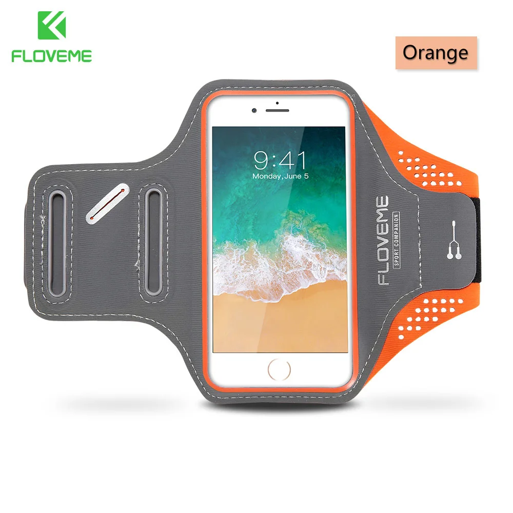 FLOVEME 4," /5,5" водонепроницаемый спортивный ремень на руку чехол для iPhone 6 6s Plus 7 8X10 Универсальный чехол для наружного бега чехол для телефона - Цвет: Orange
