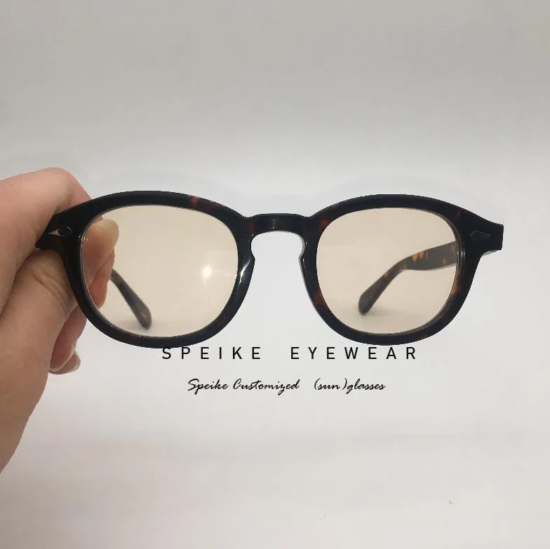 LIGHT YELLOW Speike изготавливаемые на заказ высшего качества солнцезащитные очки» Джонни Деппом Lemtosh стиль черепаха лист рамы с тонированные близорукость очки 44/46/49 мм - Цвет линз: LIGHT YELLOW