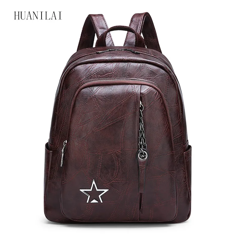 

HUANILAI Women Bag PU leather Backpacks For Girl Travel Bag Mochila Feminina School Bag NITK018