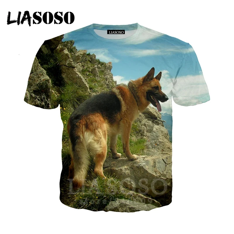Anime 3d print t shirt Men Women top homme Harajuku t-shirt Shepherd Dog new animal shirts Short sleeve punk tshirt E545 | Мужская