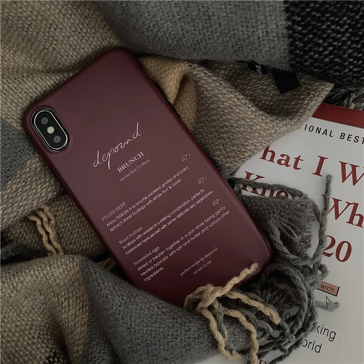 Роскошный бордовый чехол для телефона с буквенным принтом для iphone X, чехол для iphone 6S 6, 7, 8 Plus, XR, XS MAX, задняя крышка в стиле ретро, мягкий чехол IMD для девочек