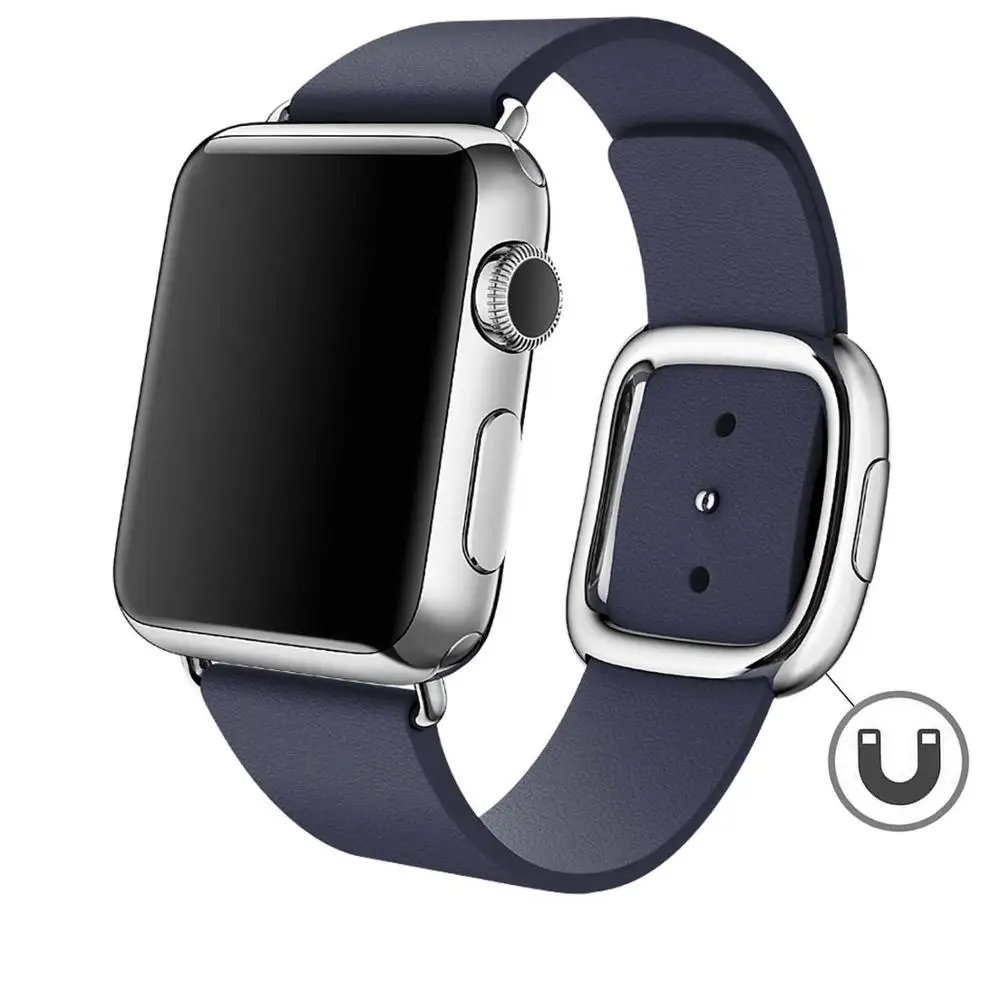 Кожаный ремешок для Apple Watch 38 мм 40 мм 42 мм 44 мм для женщин, современный сменный ремешок с пряжкой для iWatch серии 4 3 2 1 - Цвет ремешка: Dark Blue